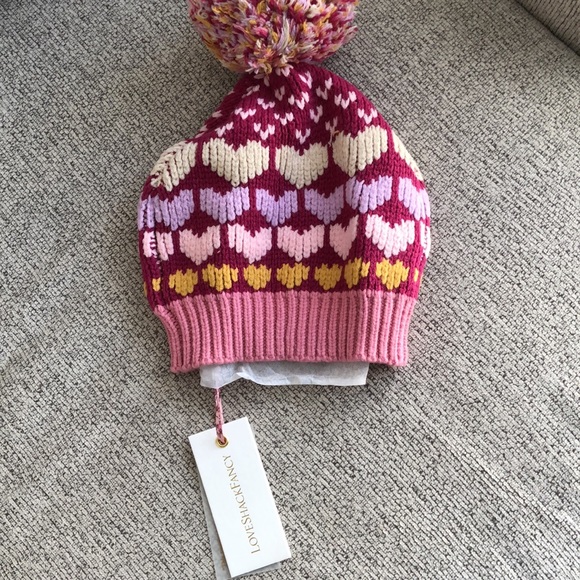 NWT LoveShackFancy Hastings Intarsia Knit Pompom hat main image 4